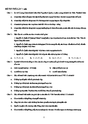 Đề thi thử THPT Quốc gia lần 1 môn Lịch sử